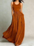 Sleeveless Pocket Long Dress