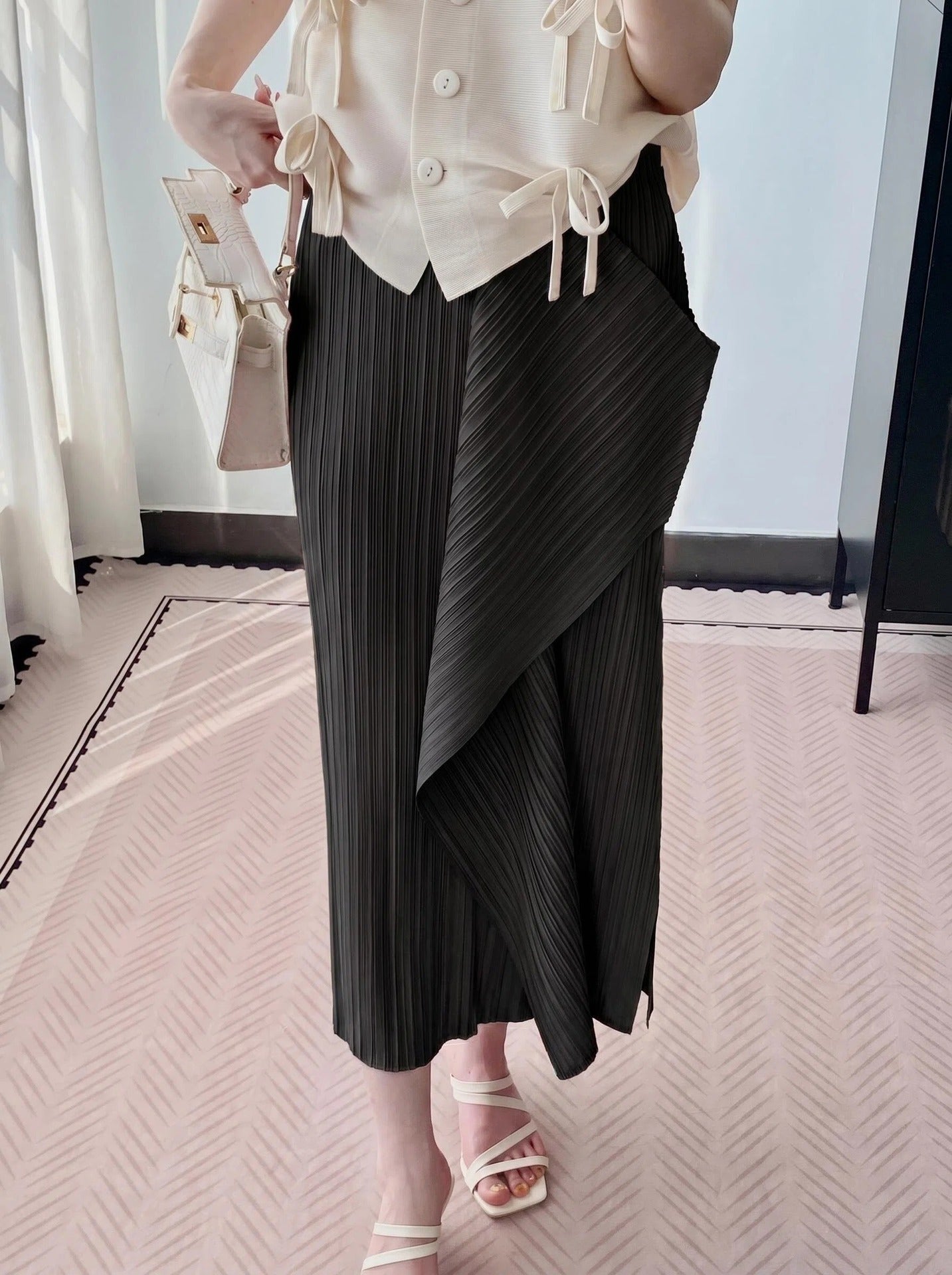 Miyake-Style Pleated A-Line Skirt