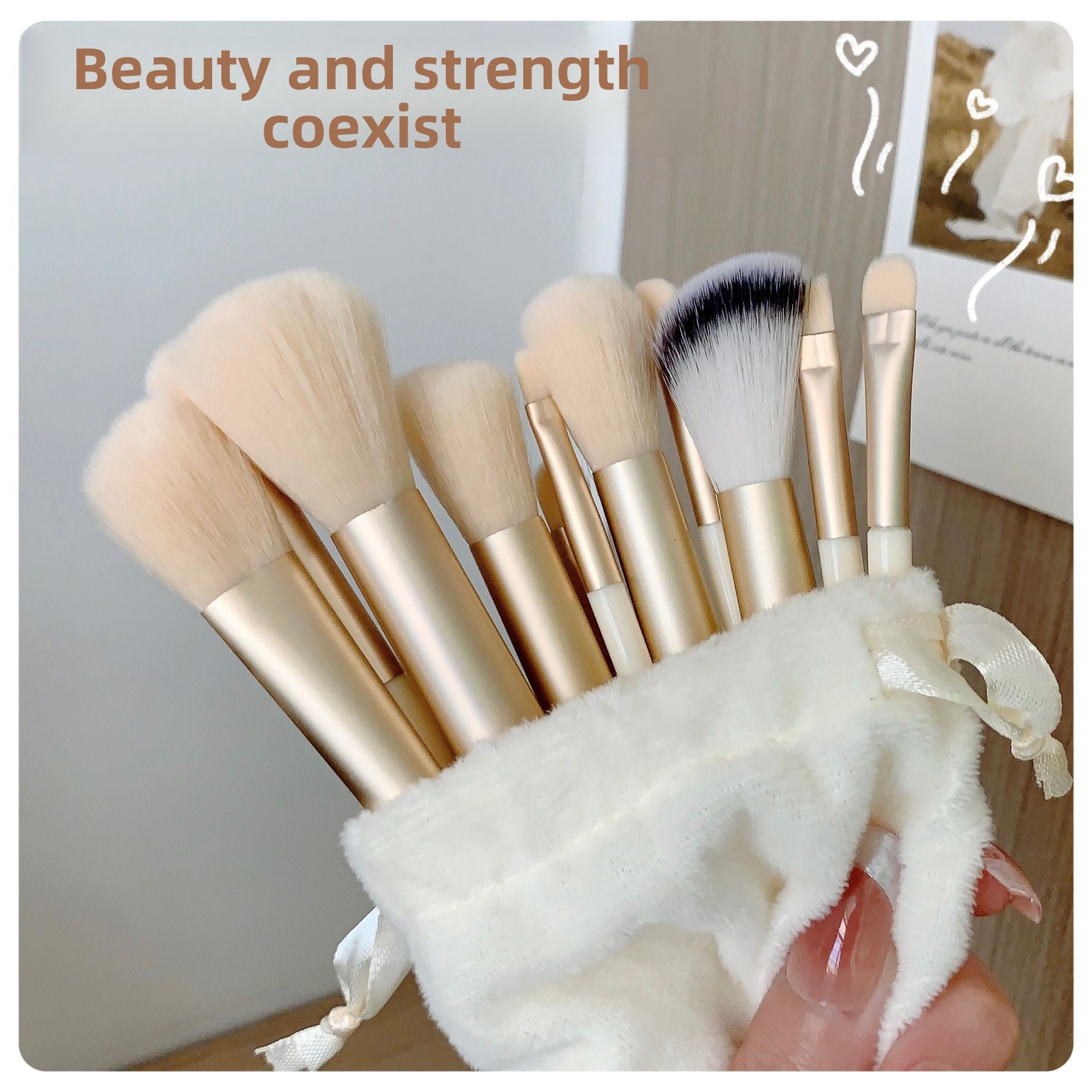 Juego de brochas de maquillaje de 13 piezas con bolsa de almacenamiento