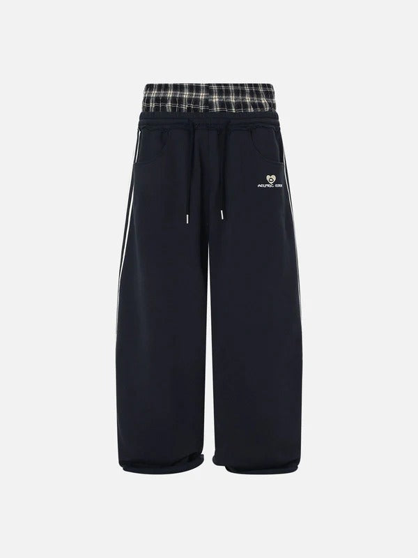 Pantalones casuales bordados a cuadros retro