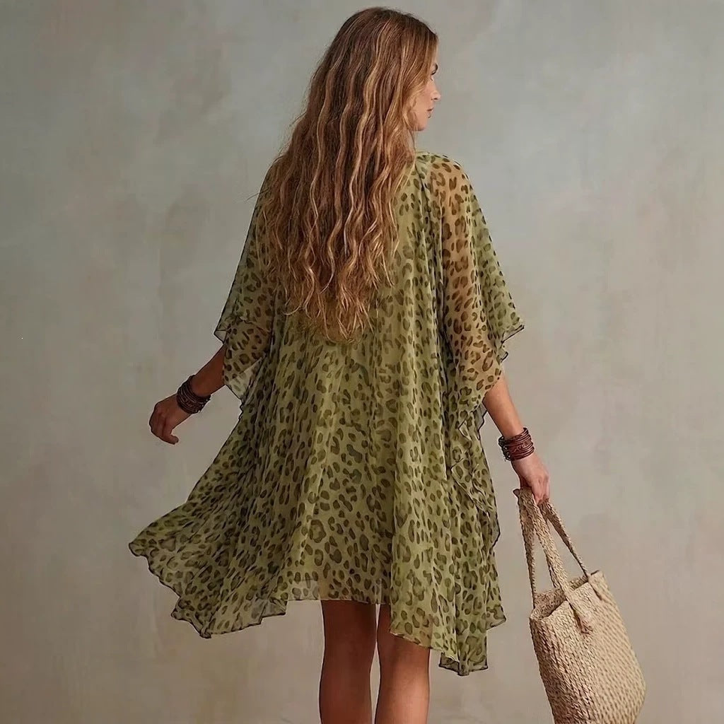 Womens V-Neck Chiffon Dress