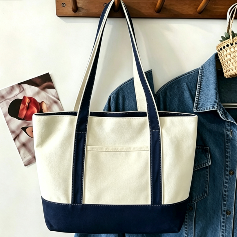 Personalized Embroidery Canvas Shoulder Bag with Silk Scarf