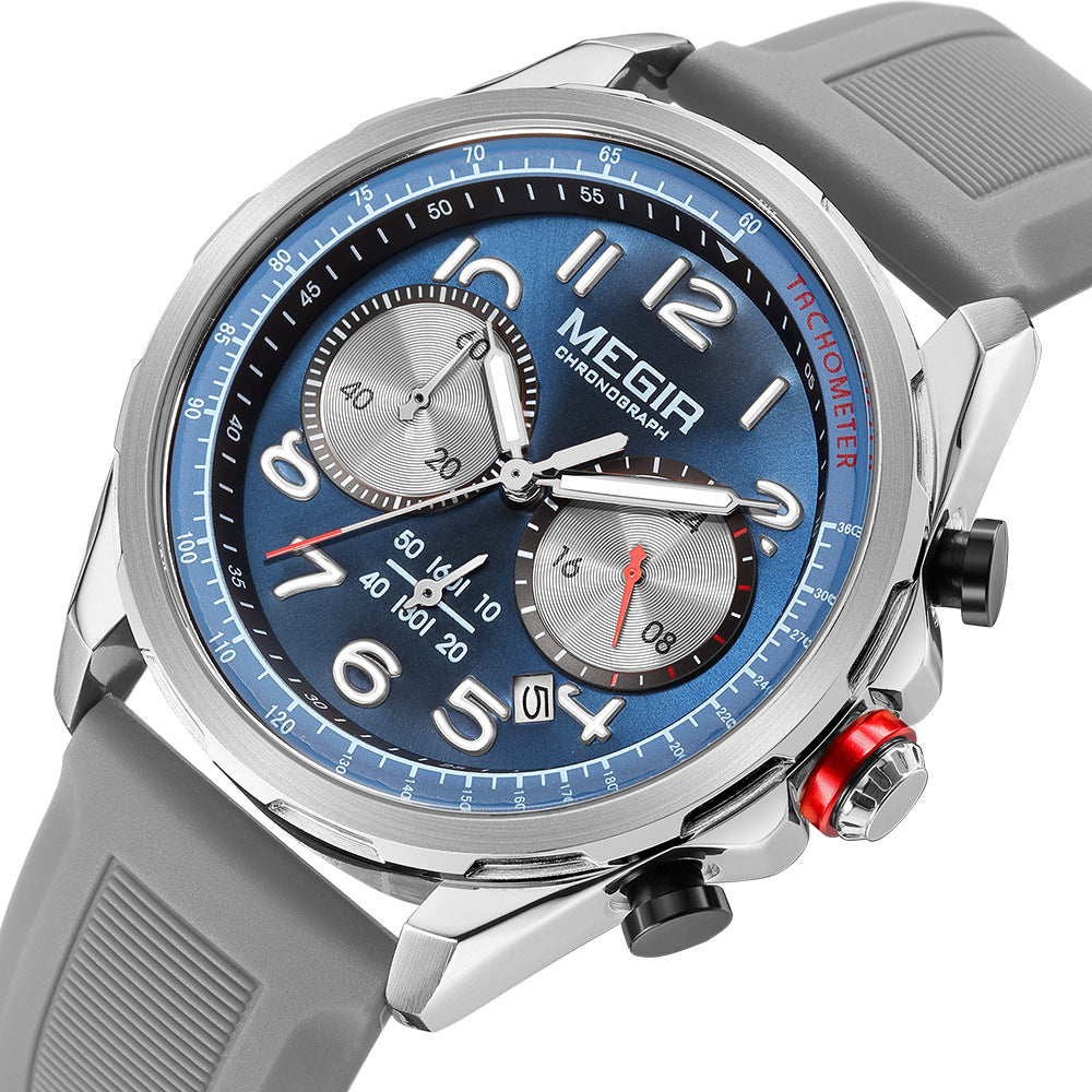 MEGIR Men's Sport Chronograph Watch with Silicone Strap