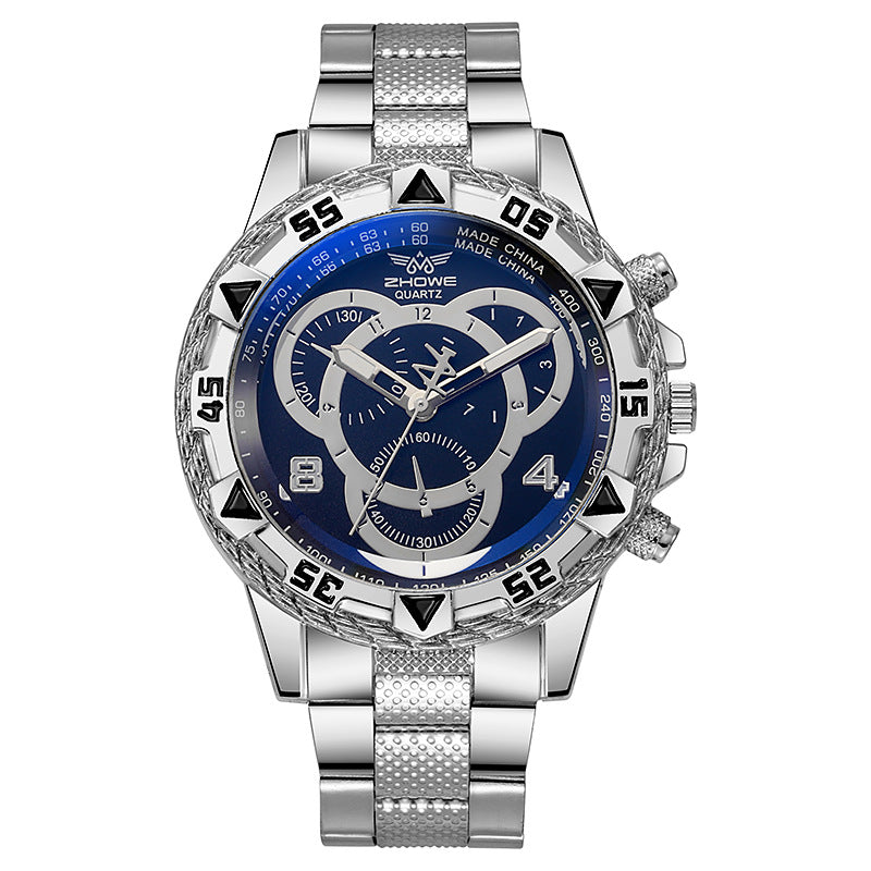 Mens Quartz Watch Large Dial Alloy Strap