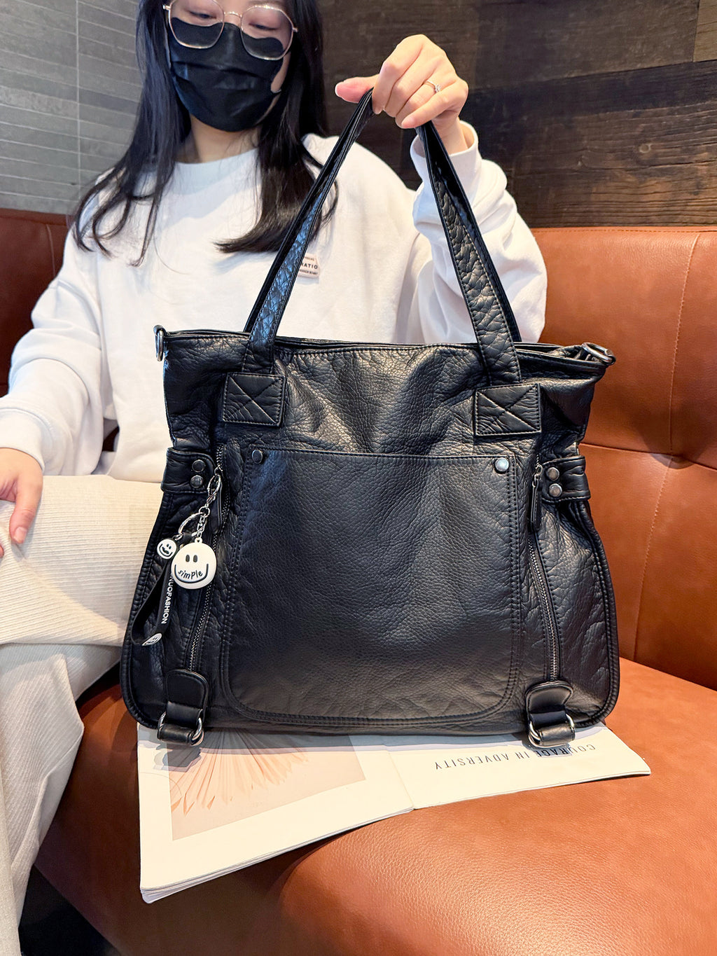 Retro Washed Leather Motorcycle Bag