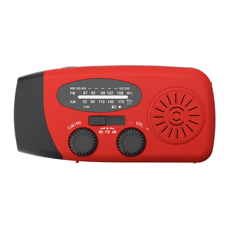 Radio de manivela de emergencia multifuncional con linterna