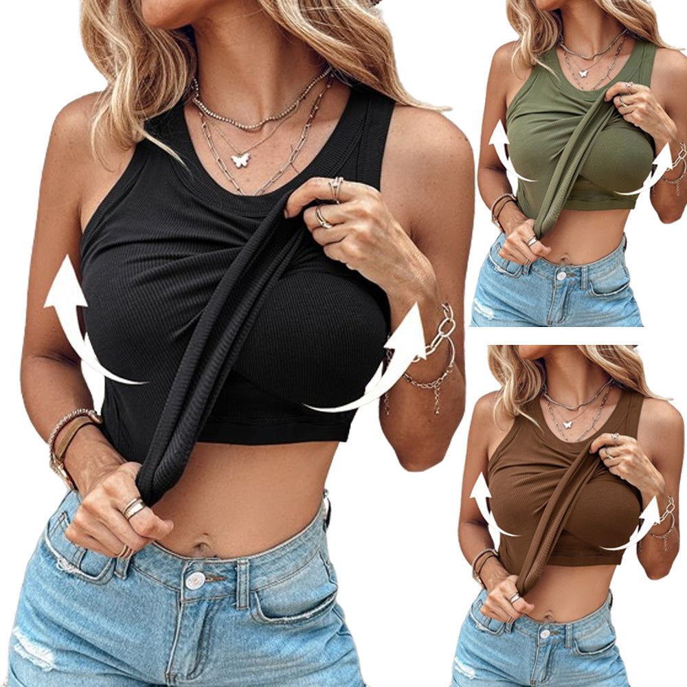 Camiseta sin mangas de algodón con sujetador incorporado para mujer