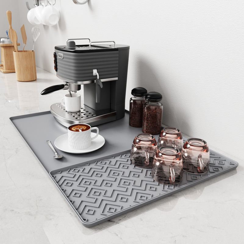 Silicone Coffee Machine Mat with Drainage Tray