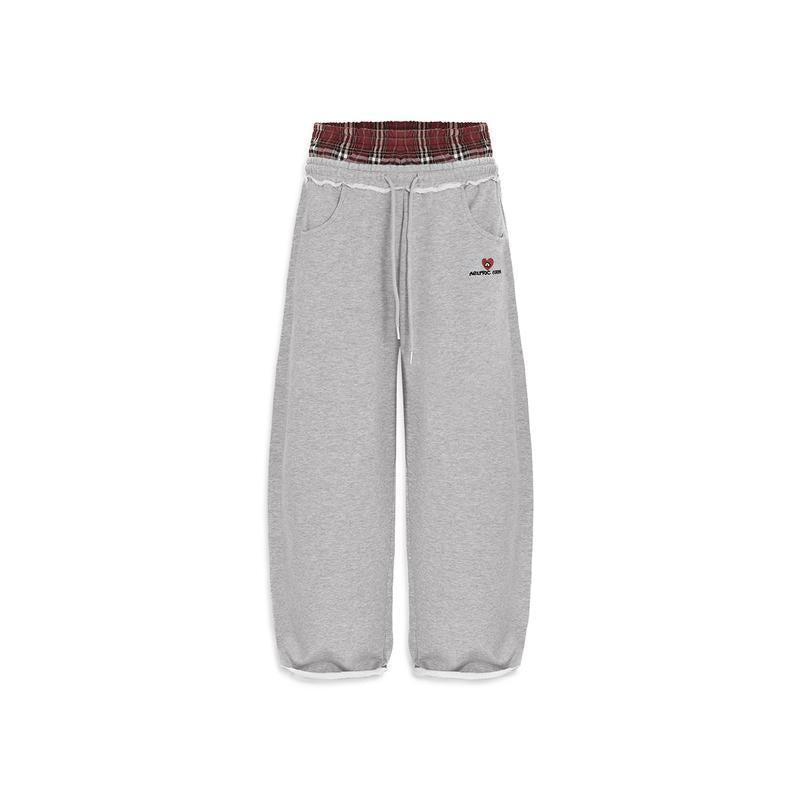 Pantalones casuales bordados a cuadros retro