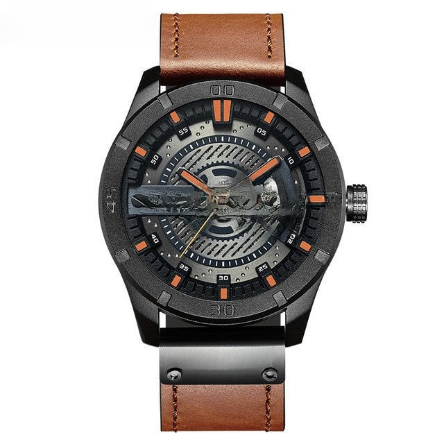 Curren Mens Calendar Leather Strap Watch