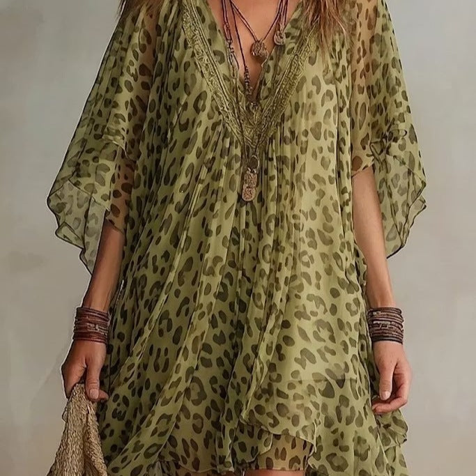 Womens V-Neck Chiffon Dress