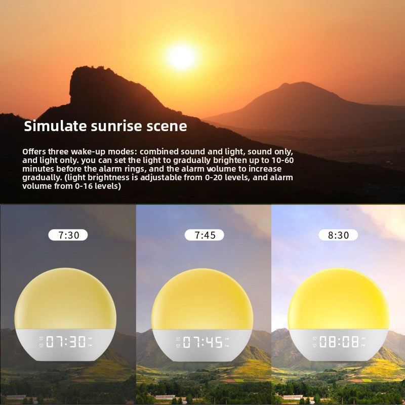 Multifunctional Sunrise Alarm Clock with White Noise and LED Lighting