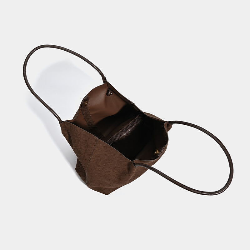Retro Suede Tote Bag with Matching Pouch