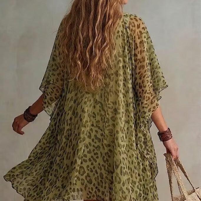 Womens V-Neck Chiffon Dress