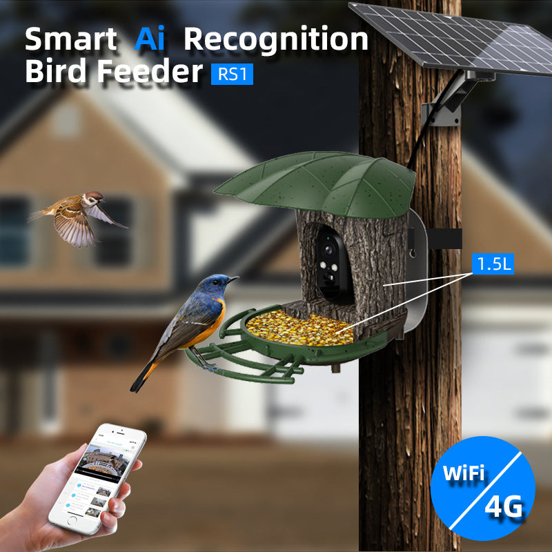 Comedero para pájaros AI con energía solar con cámara y visión nocturna