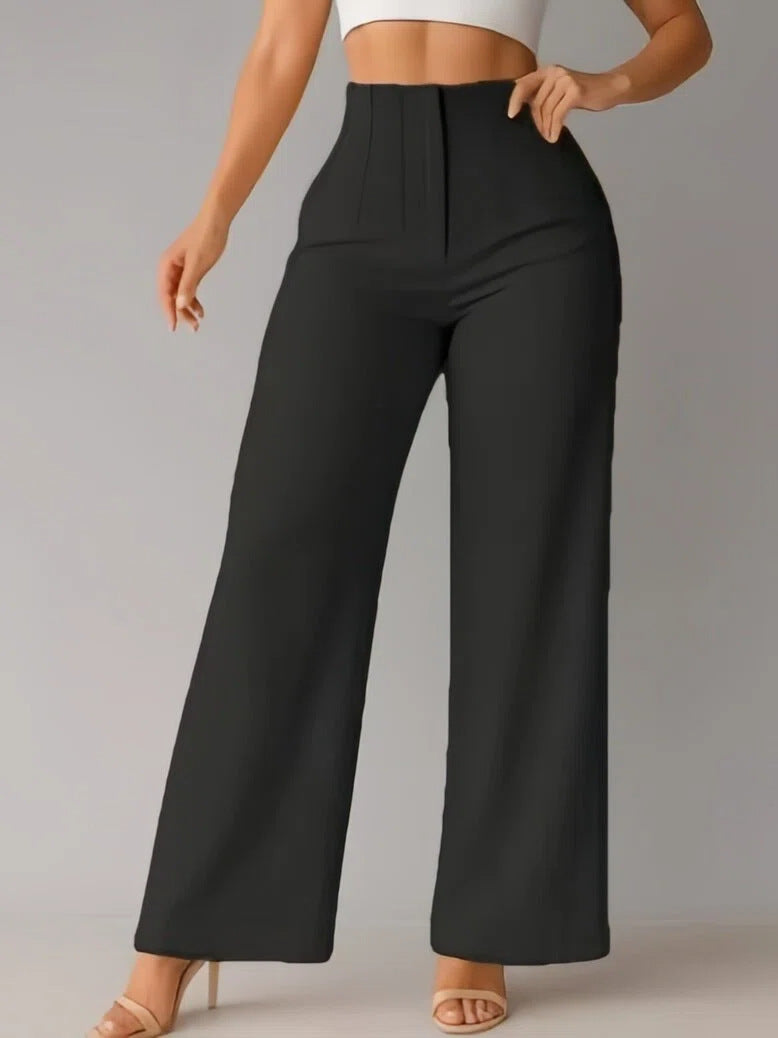 Women Casual Drapey Solid Color Wide Leg Pants