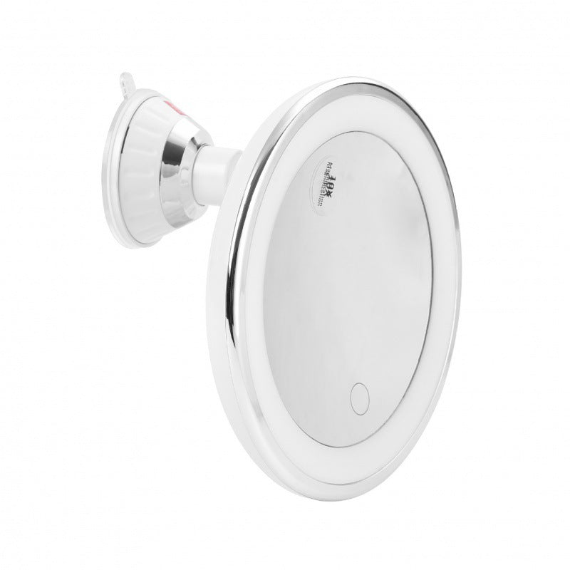 Espejo de maquillaje LED con luz de relleno, aumento de 10X, actualización de tres colores, interruptor táctil USB