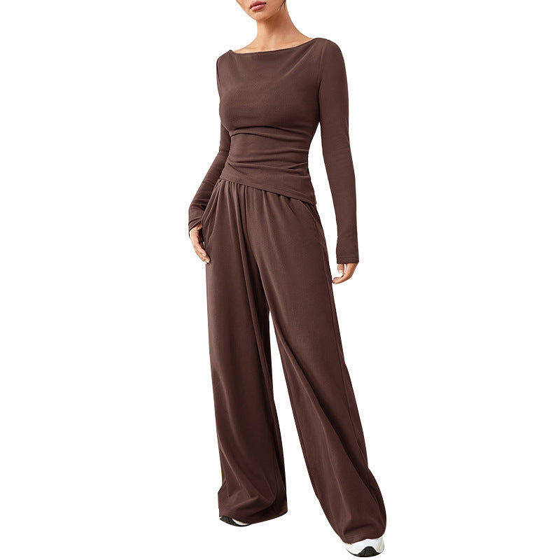 Wide-leg pants two-piece set