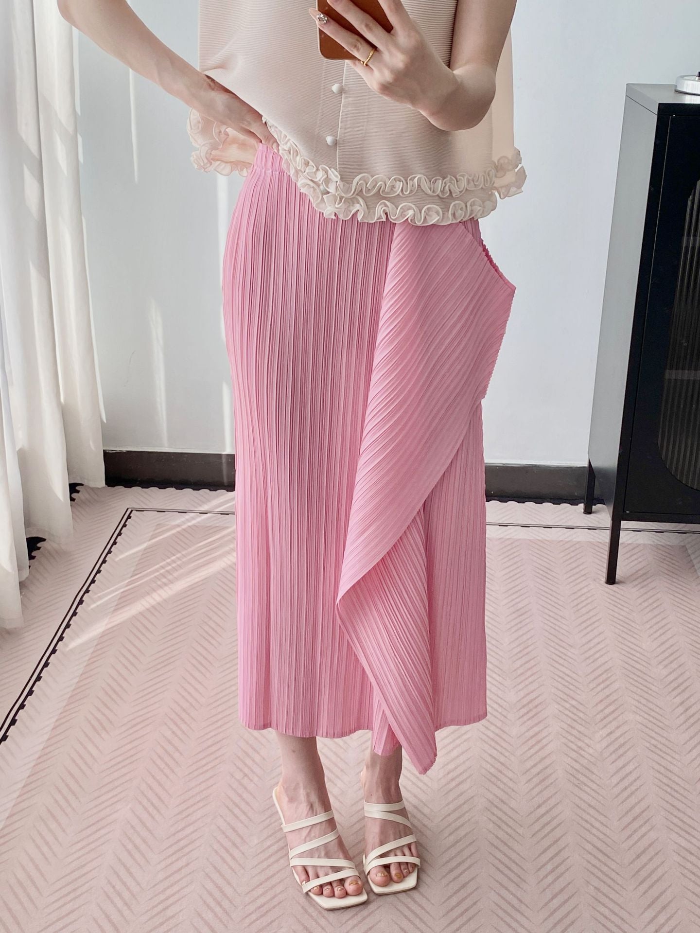 Miyake-Style Pleated A-Line Skirt