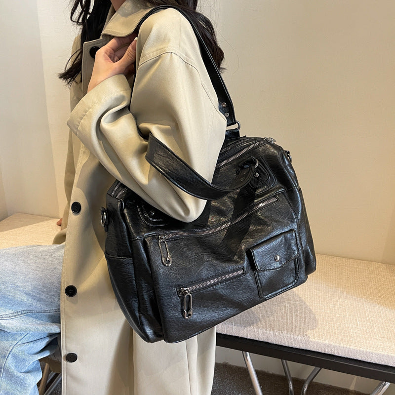 Retro PU Leather Women's Shoulder Tote Bag
