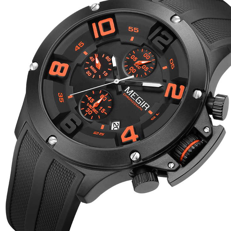 Multi-function Sports Quartz Watch with Silicone Strap