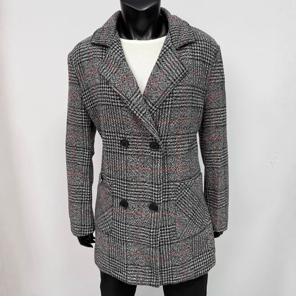 Womens Woolen Jacket Double Breasted Slim Fit Overcoat