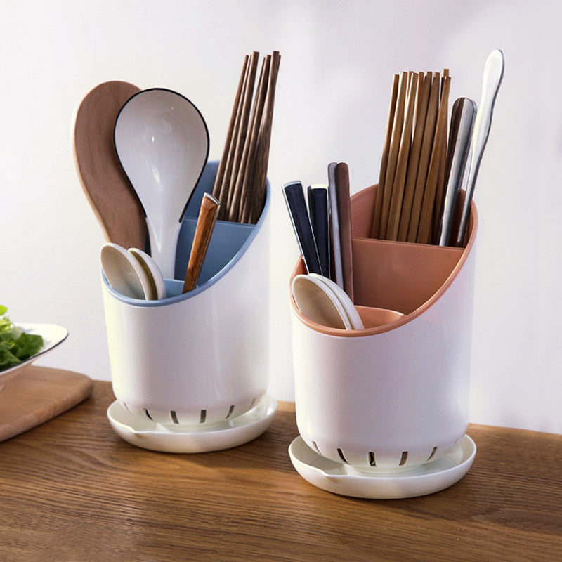 Caja de almacenamiento de utensilios de cocina con drenaje