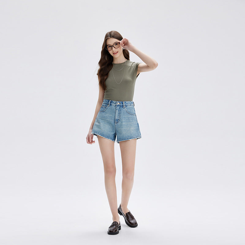 Womens High Waist Denim Shorts