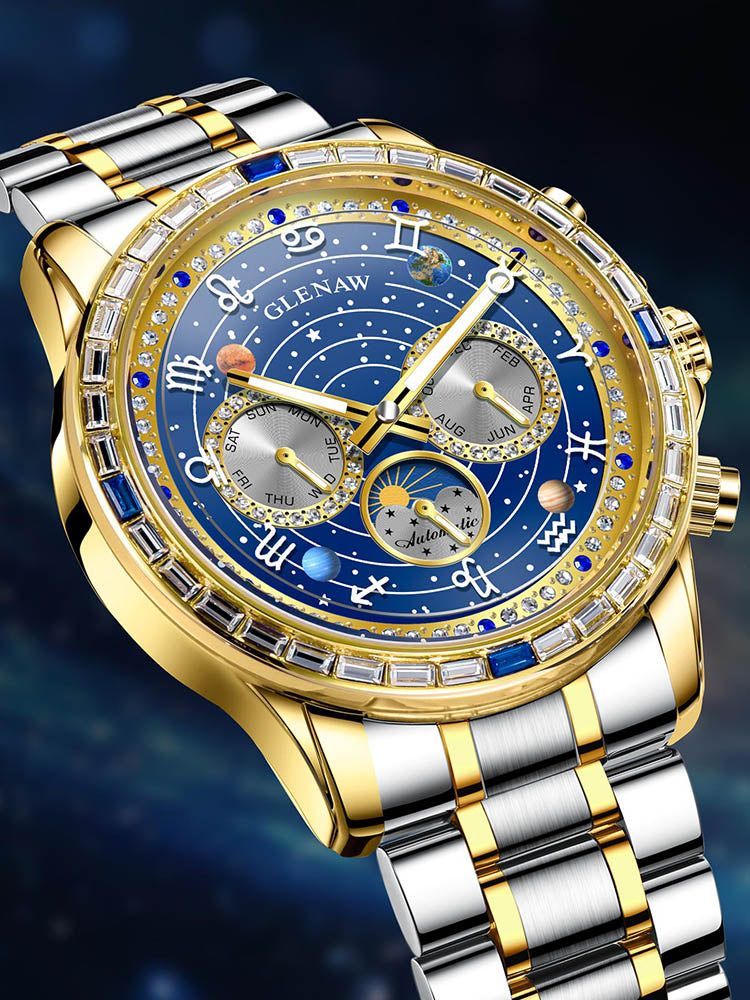 Automatic Zodiac Mechanical Watch with Luminous Dial