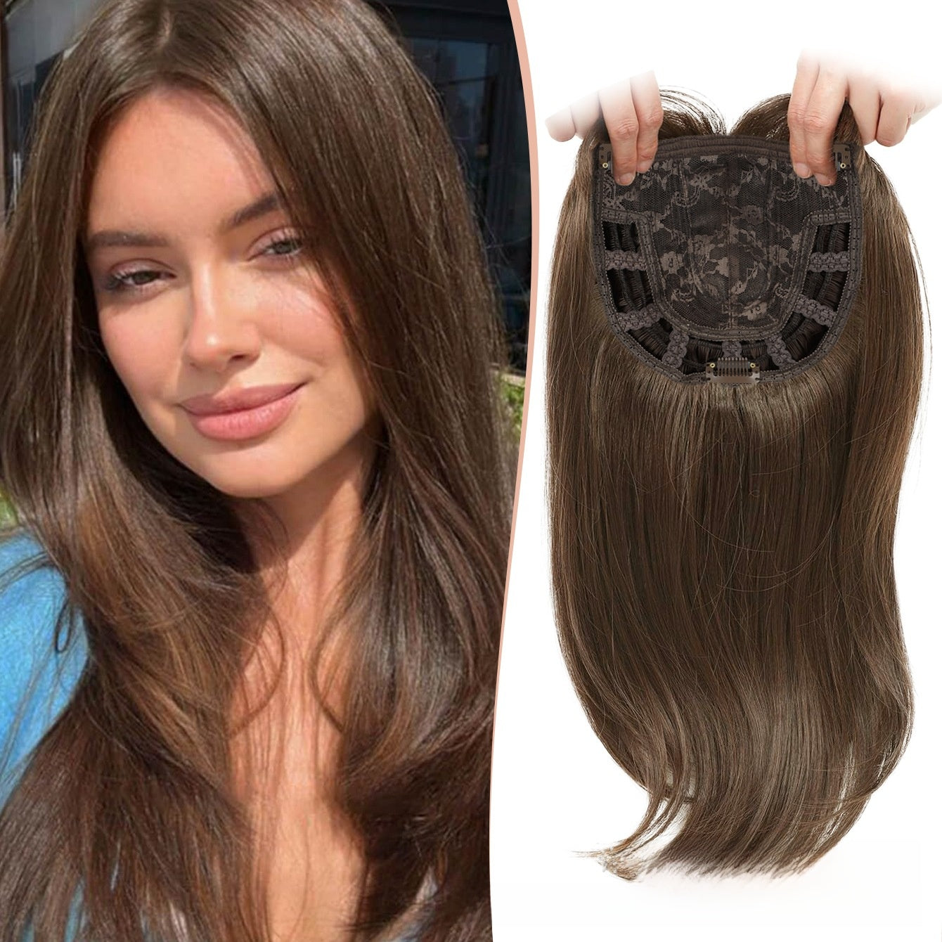 Peluca sintética de la parte media con cabello largo y liso