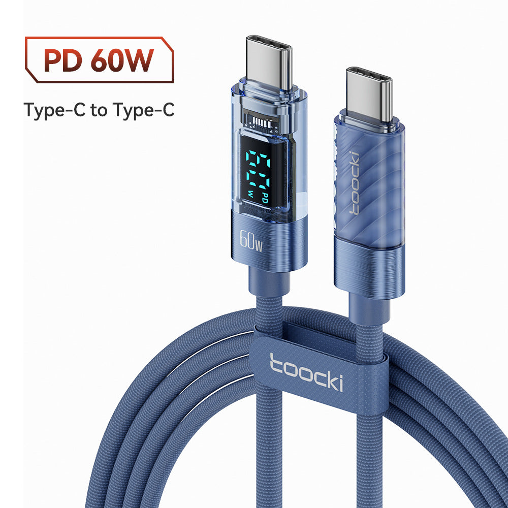 Cable USB-C con pantalla digital transparente Toocki de 60 W
