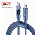 Cable USB-C con pantalla digital transparente Toocki de 60 W