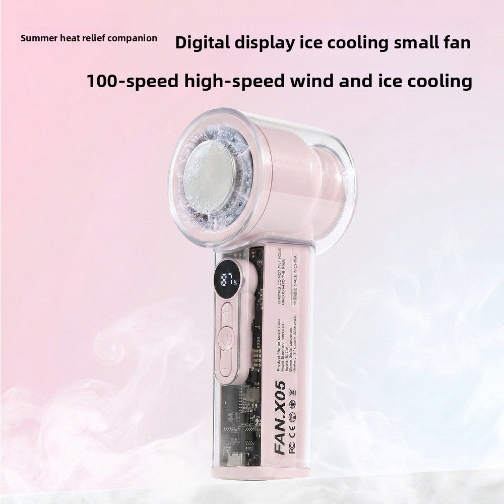Mini ventilador de mano recargable USB con pantalla digital