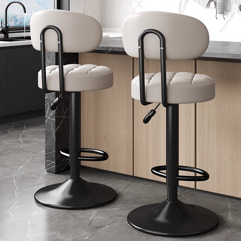 Adjustable Height Swivel Bar Stool with Backrest
