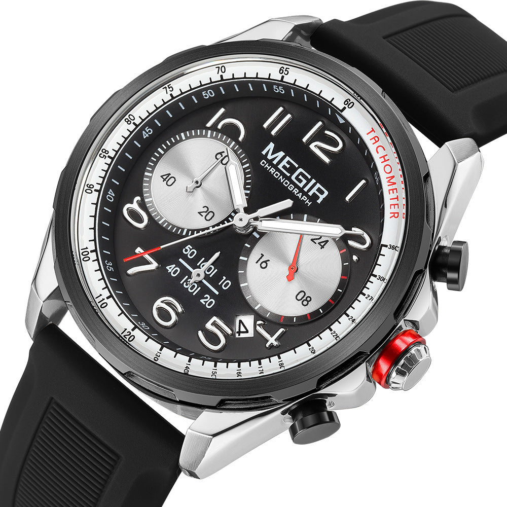 MEGIR Men's Sport Chronograph Watch with Silicone Strap