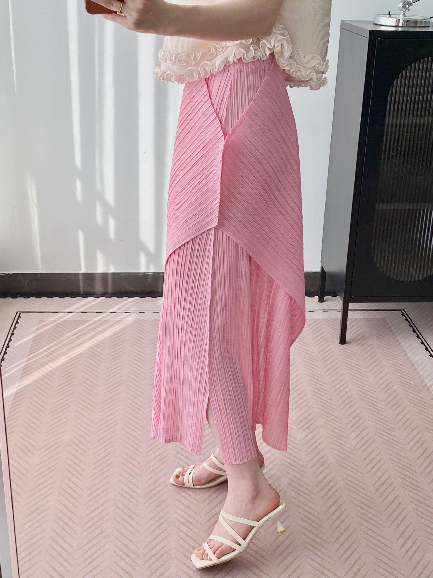 Miyake-Style Pleated A-Line Skirt