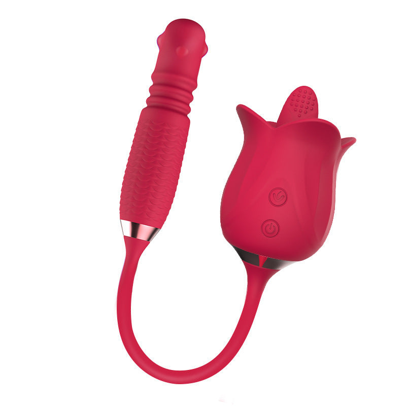 Female masturbation stick tongue licking vibrator female massage stick retractable rotating bead vibrator sex products