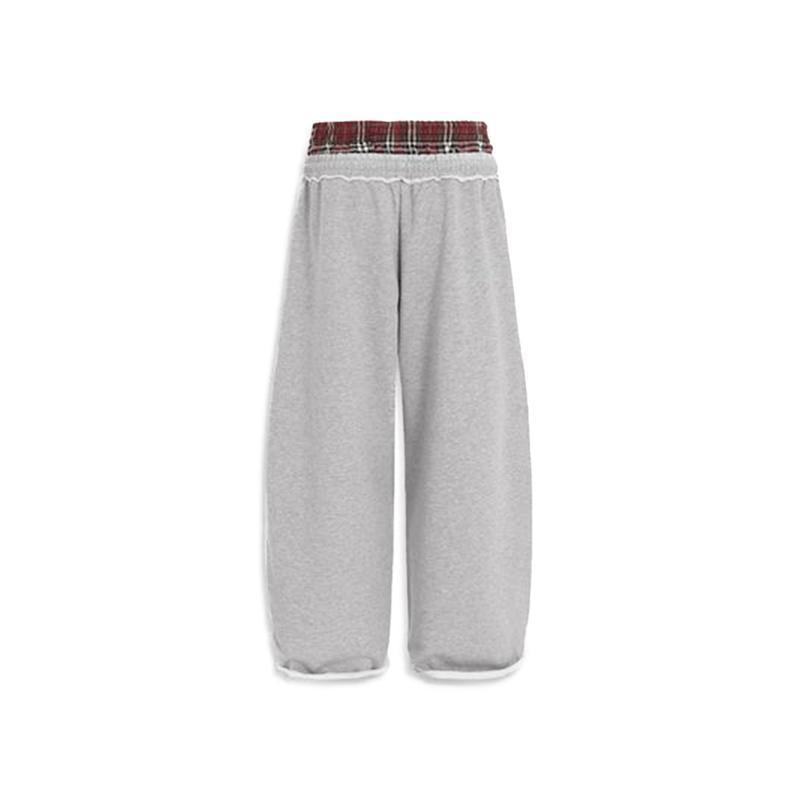 Pantalones casuales bordados a cuadros retro