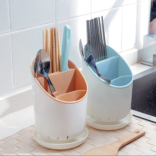 Caja de almacenamiento de utensilios de cocina con drenaje