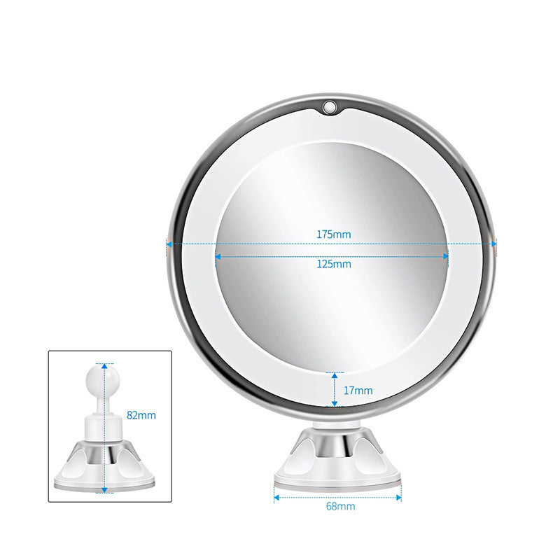 Espejo de maquillaje LED con luz de relleno, aumento de 10X, actualización de tres colores, interruptor táctil USB