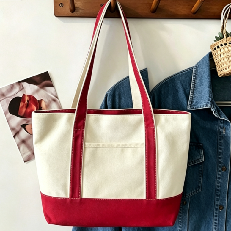 Personalized Embroidery Canvas Shoulder Bag with Silk Scarf
