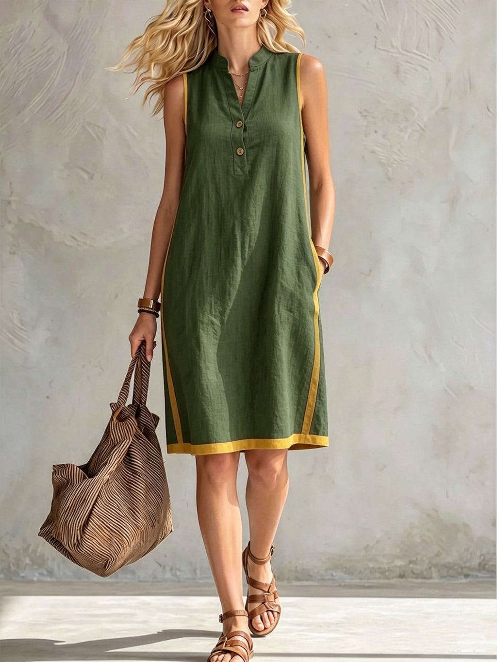 V-neck sleeveless casual loose dress