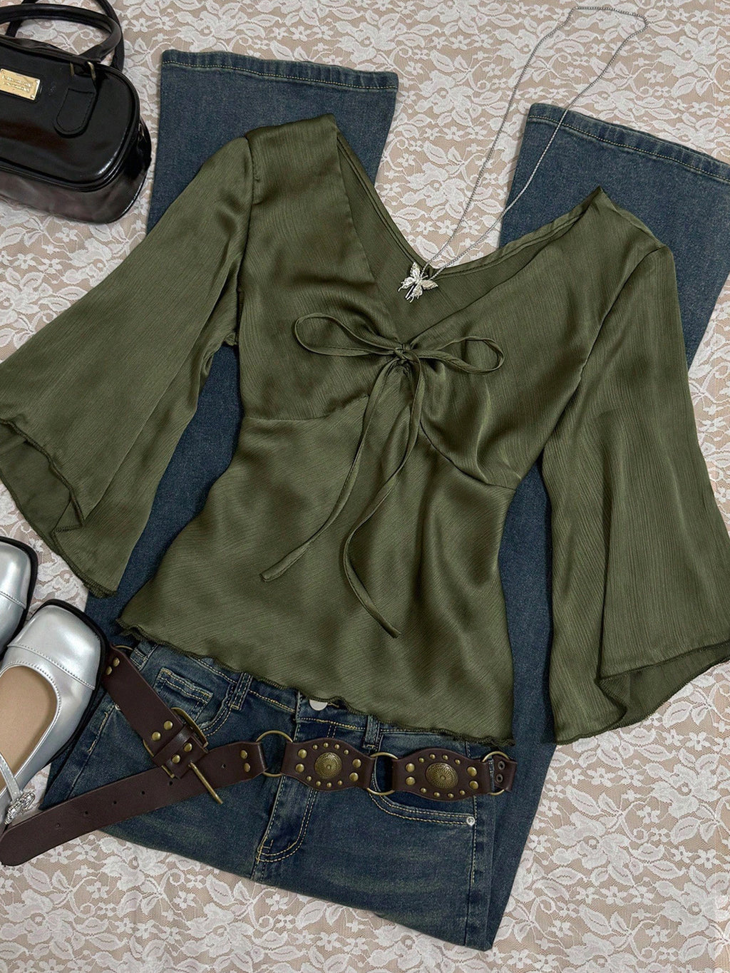 Puff-sleeve strap top