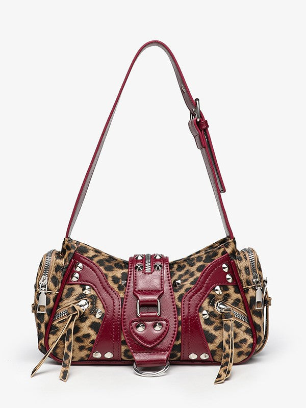 Bolso bandolera de cuero con correa inclinada para mujer