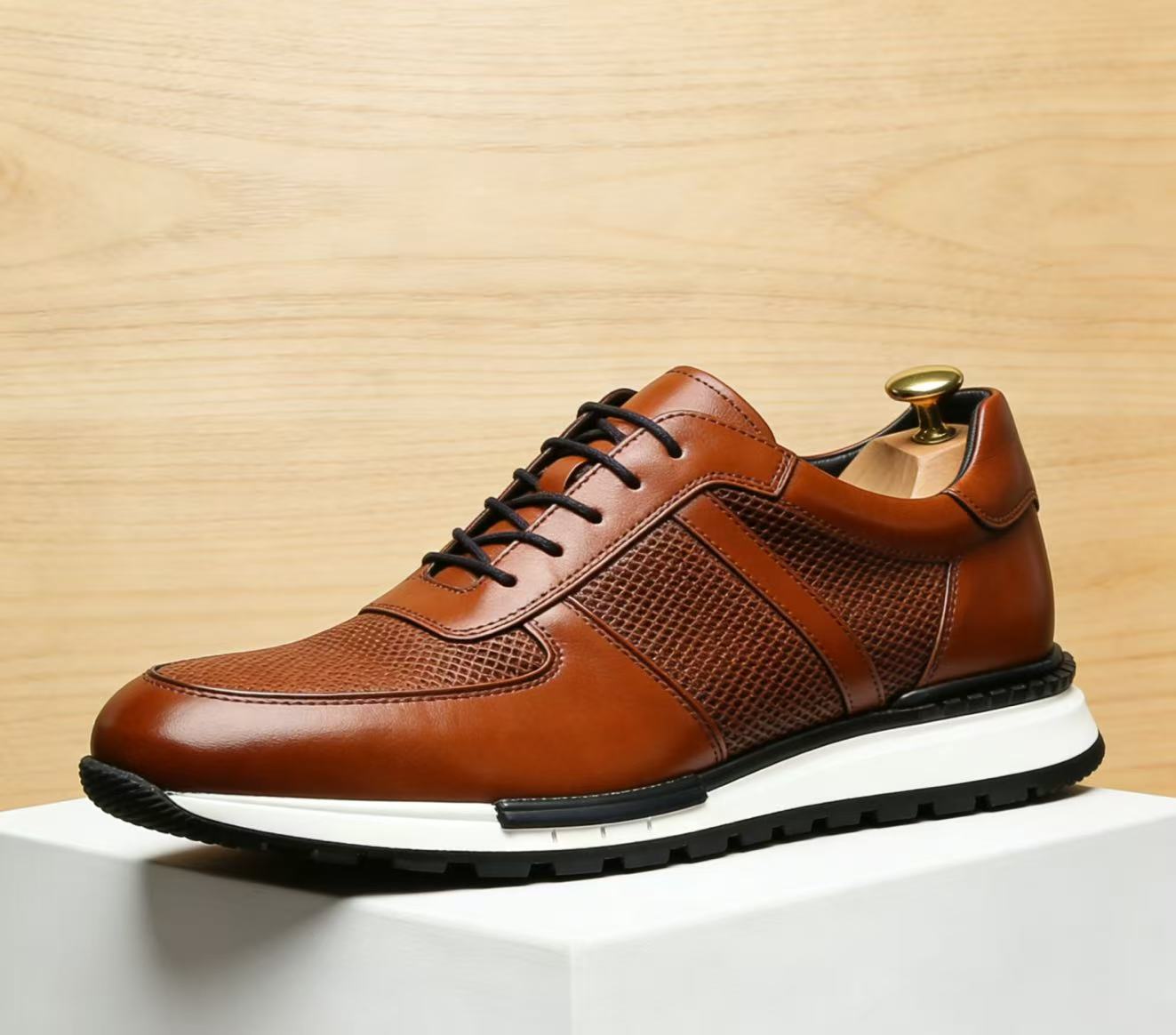 Zapatos de cuero casuales para hombre transpirables antideslizantes