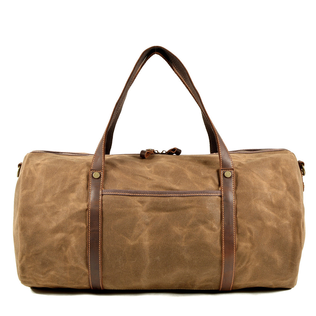 Retro Canvas Travel Bag with Leather Trim
