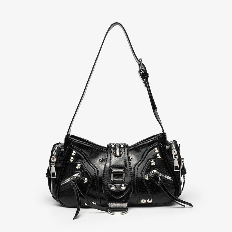 Bolso bandolera de cuero con correa inclinada para mujer