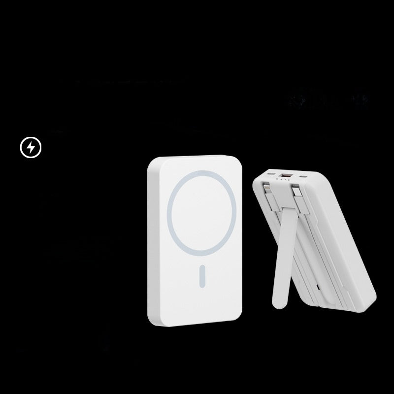 Magnetic charging bank with a built-in cable