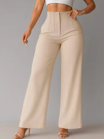 Women Casual Drapey Solid Color Wide Leg Pants