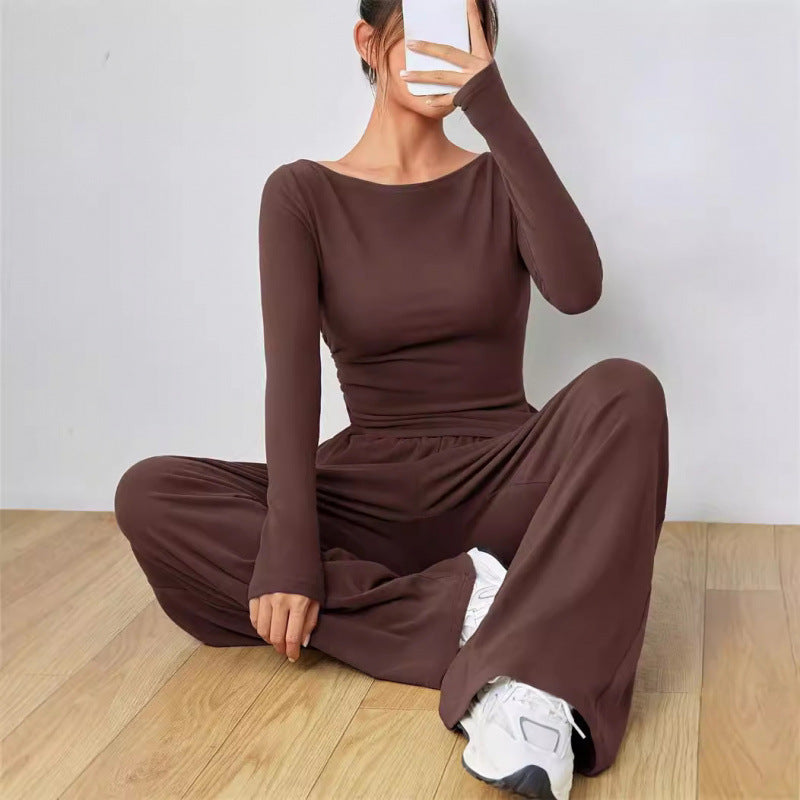 Wide-leg pants two-piece set